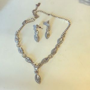 Rhinestone necklace and earrings